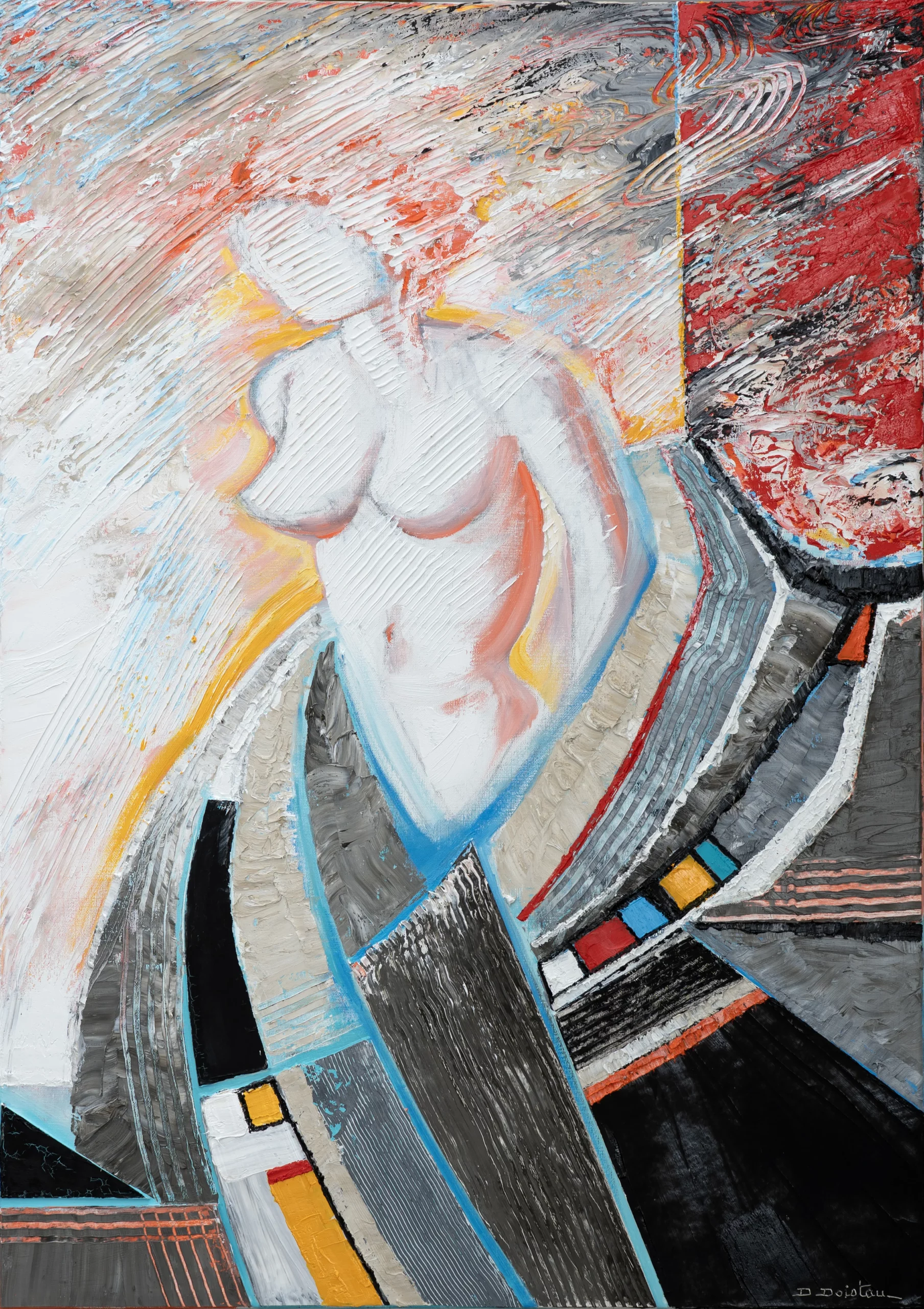 Peinture abstraite renaissance amoureuse couleurs chaudes Denis Doistau